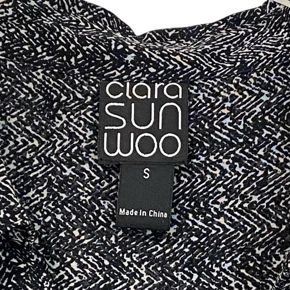 CLARA SUN WOO - SIZE SMALL - DARK NAVY / BLACK WITH WHITE SHEER GEO. PRINT B15 - Picture 11 of 13